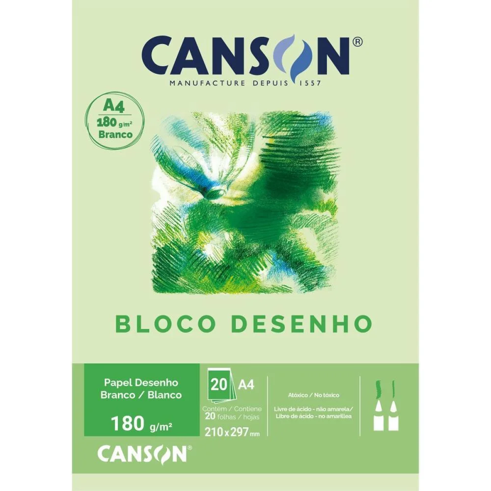 Bloco Para Educacao Artistica Desenho A4 180G.20Fls Branco Canson (Bloco) - imagem 2
