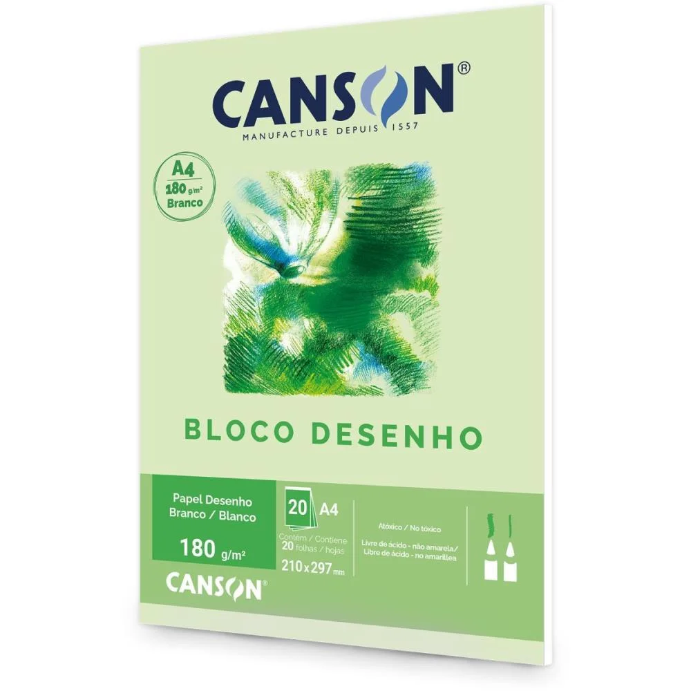 Bloco Para Educacao Artistica Desenho A4 180G.20Fls Branco Canson (Bloco) - imagem 3