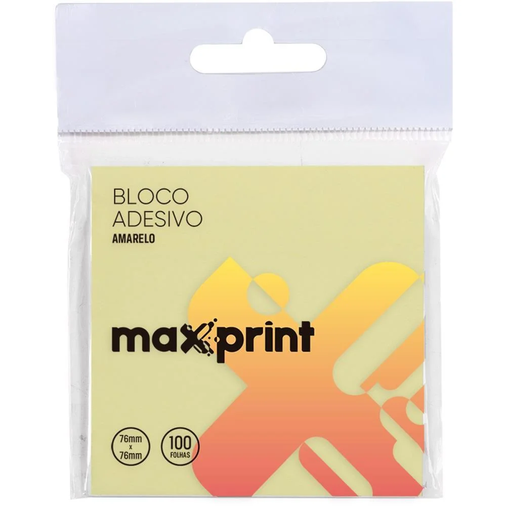 Bloco De Recado Autoadesivo 76X76Mm Amarelo 100Fls Maxprint - imagem 3