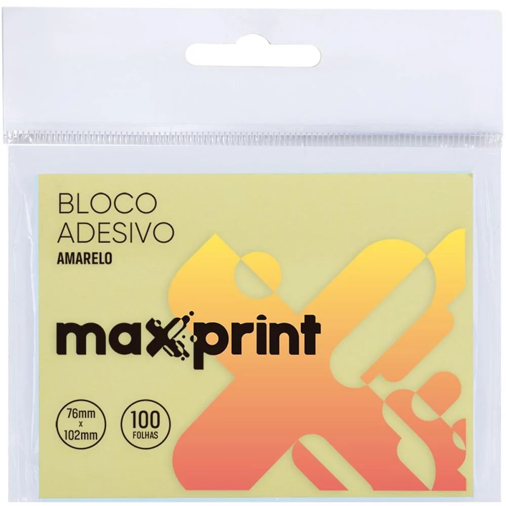 Bloco De Recado Autoadesivo 76X102Mm Amarelo 100Fls Maxprint - imagem 3