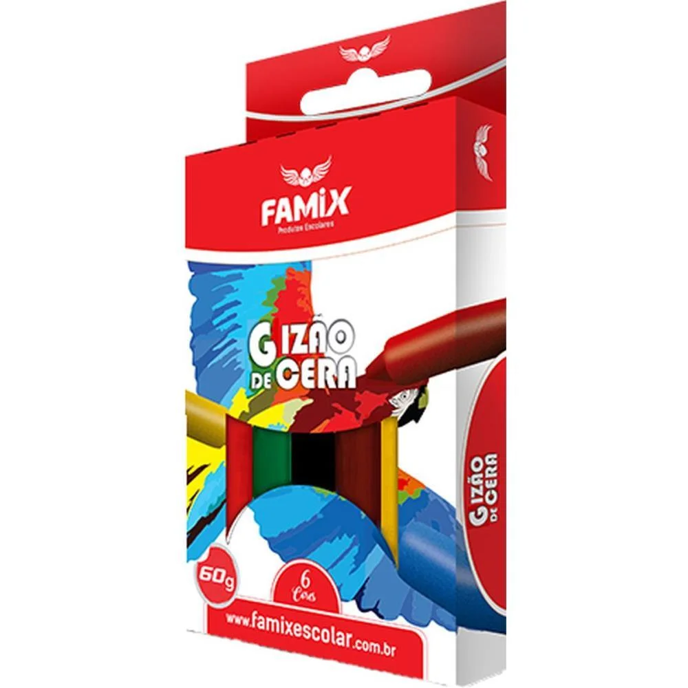 Giz De Cera Jumbo 06 Cores 60G Famix (Pct.c/06) - imagem 4