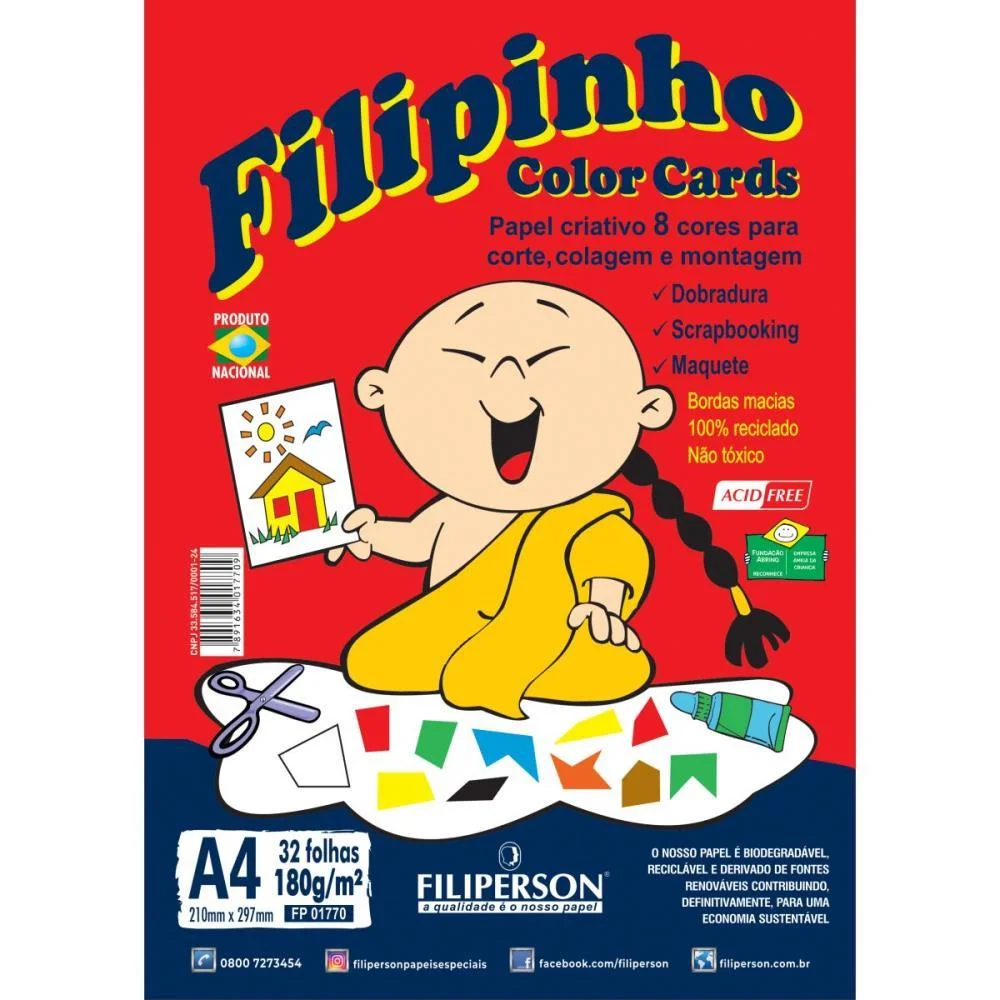 Bloco Para Educacao Artistica Filipinho A4 8Cor. 180G. 32Fl. Filiperson (Pacote) - imagem 2
