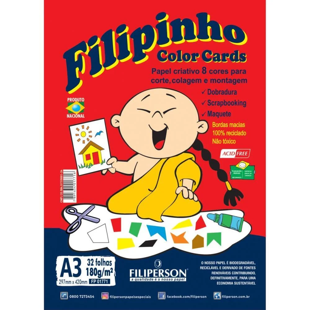 Bloco Para Educacao Artistica Filipinho A3 8Cor. 180G. 32Fl. Filiperson (Pacote) - imagem 2