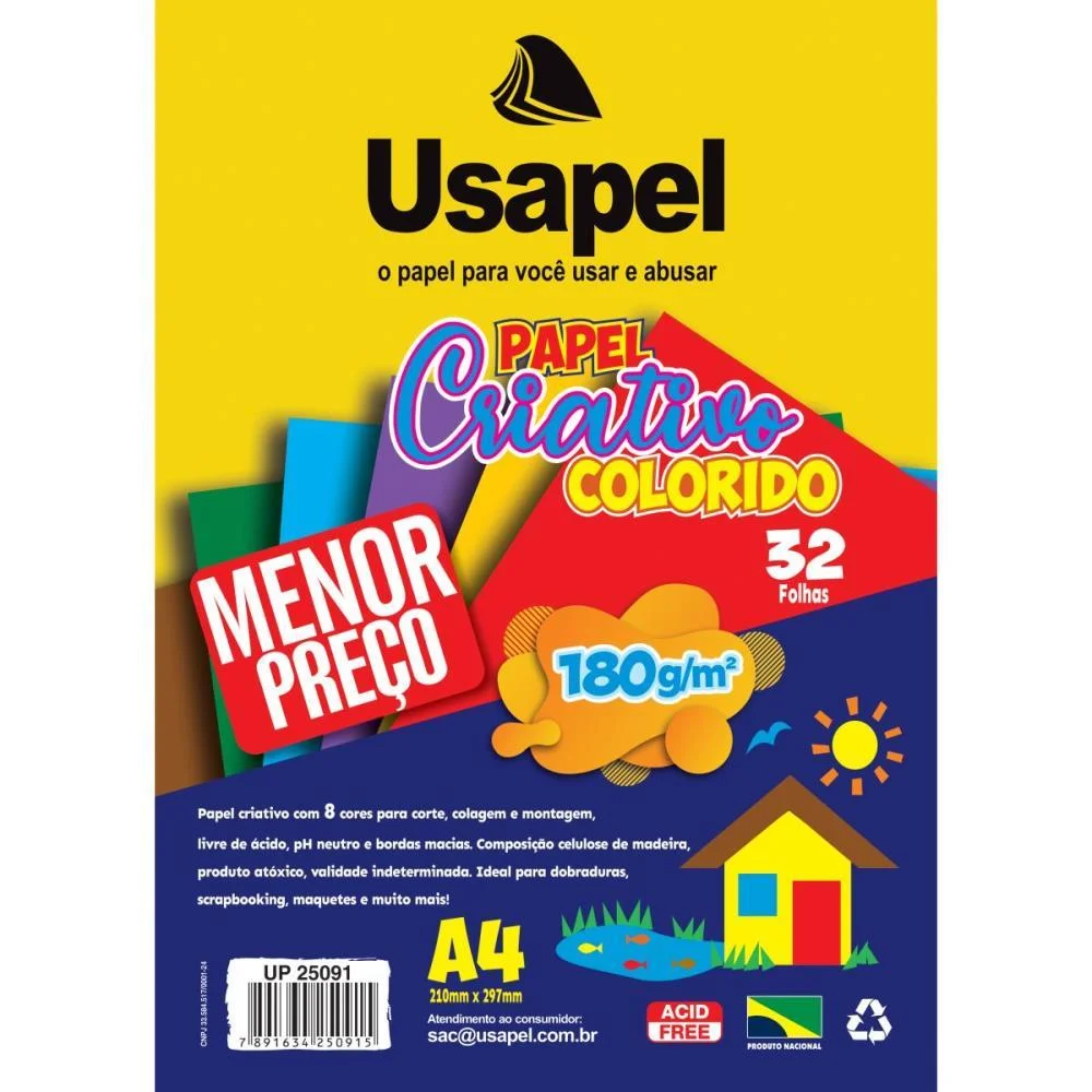 Bloco Para Educacao Artistica Usapel 8Cores A4 180G. 32Fl. Filiperson (Pacote) - imagem 2