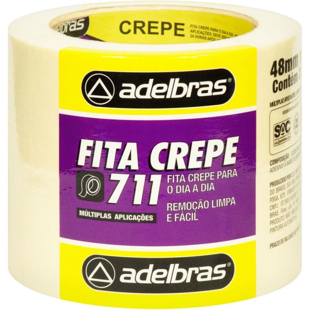 Fita Crepe 711 Crepe 48Mmx40M Adelbras (Pct.c/02) - imagem 2