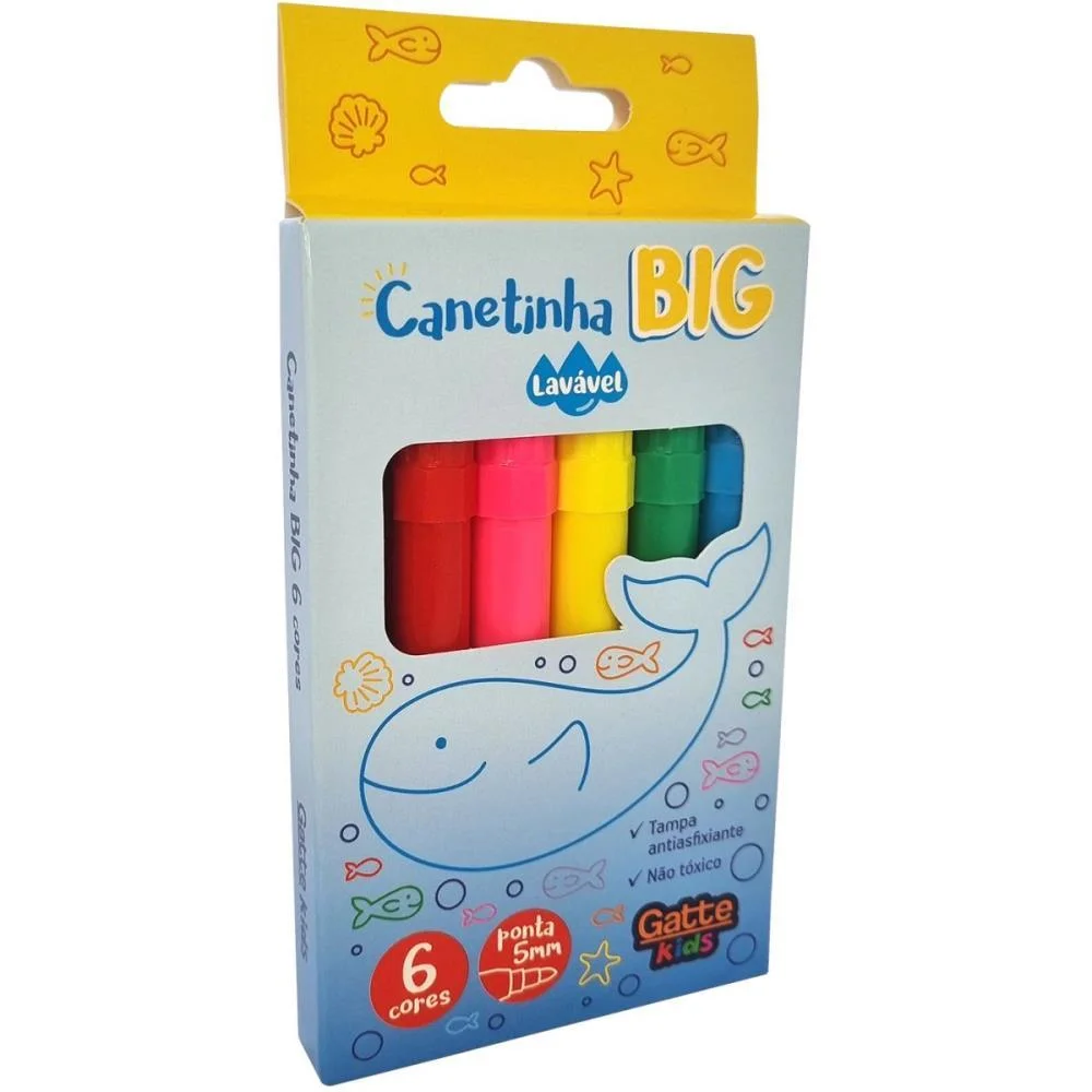 Caneta Hidrografica Jumbo Big 6 Cores Lavavel Make+ (Pct.c/12) - imagem 2