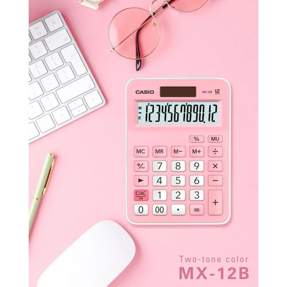 Calculadora De Mesa 12 Dig. Rosa Solar/Bateria Casio - imagem 5