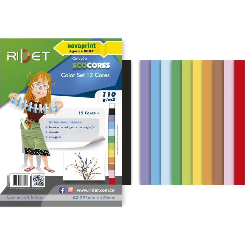 Bloco Para Educacao Artistica Color Set A3 12Cor.110Gr 24Fls Ridet (Pacote) - imagem 2