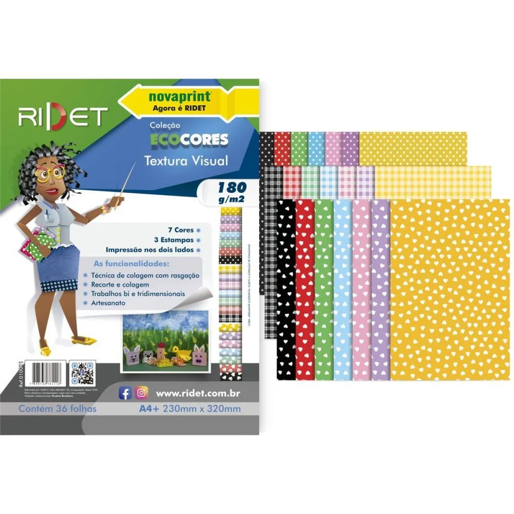 Bloco Para Educacao Artistica Textura 1 Dec.180G 36F 23X32Cm Ridet (Pacote) - imagem 3