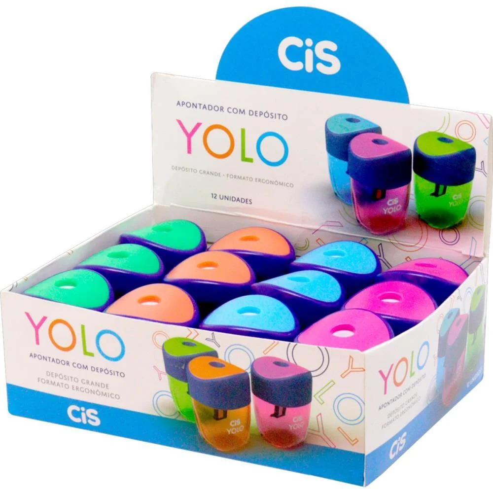 Apontador Com Deposito Cis Yolo 4 Cores Sertic C/ 12 Unidades - imagem 3