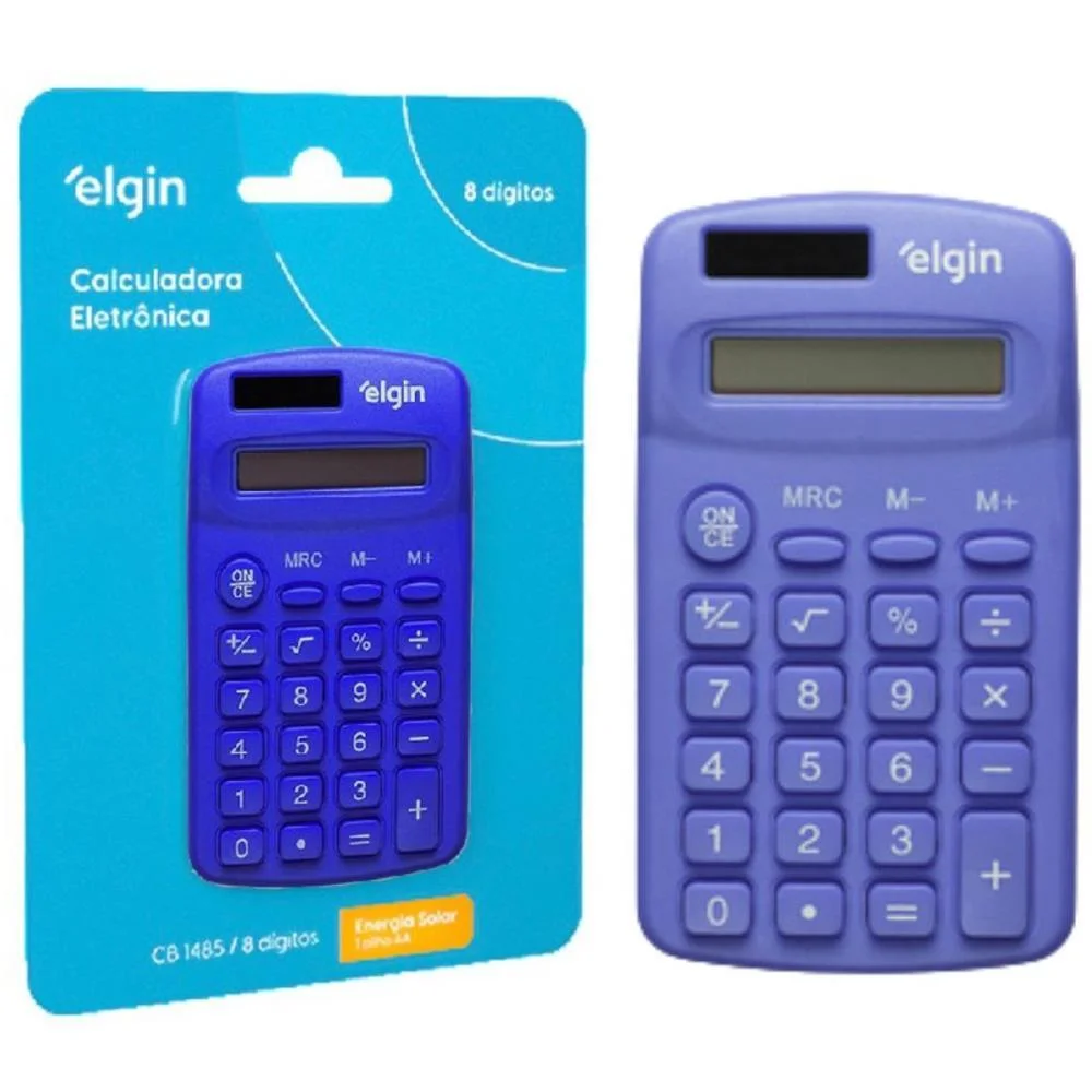 Calculadora De Bolso 8 Digitos Cb1485A Solar Azul Elgin - imagem 5