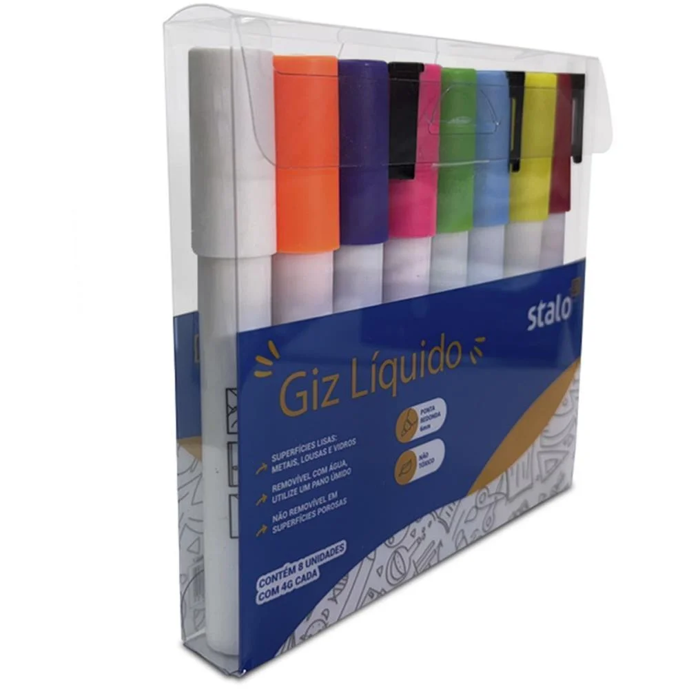 Giz Liquido Chalk Marker 8 Cores Stalo (Estojo) - imagem 4