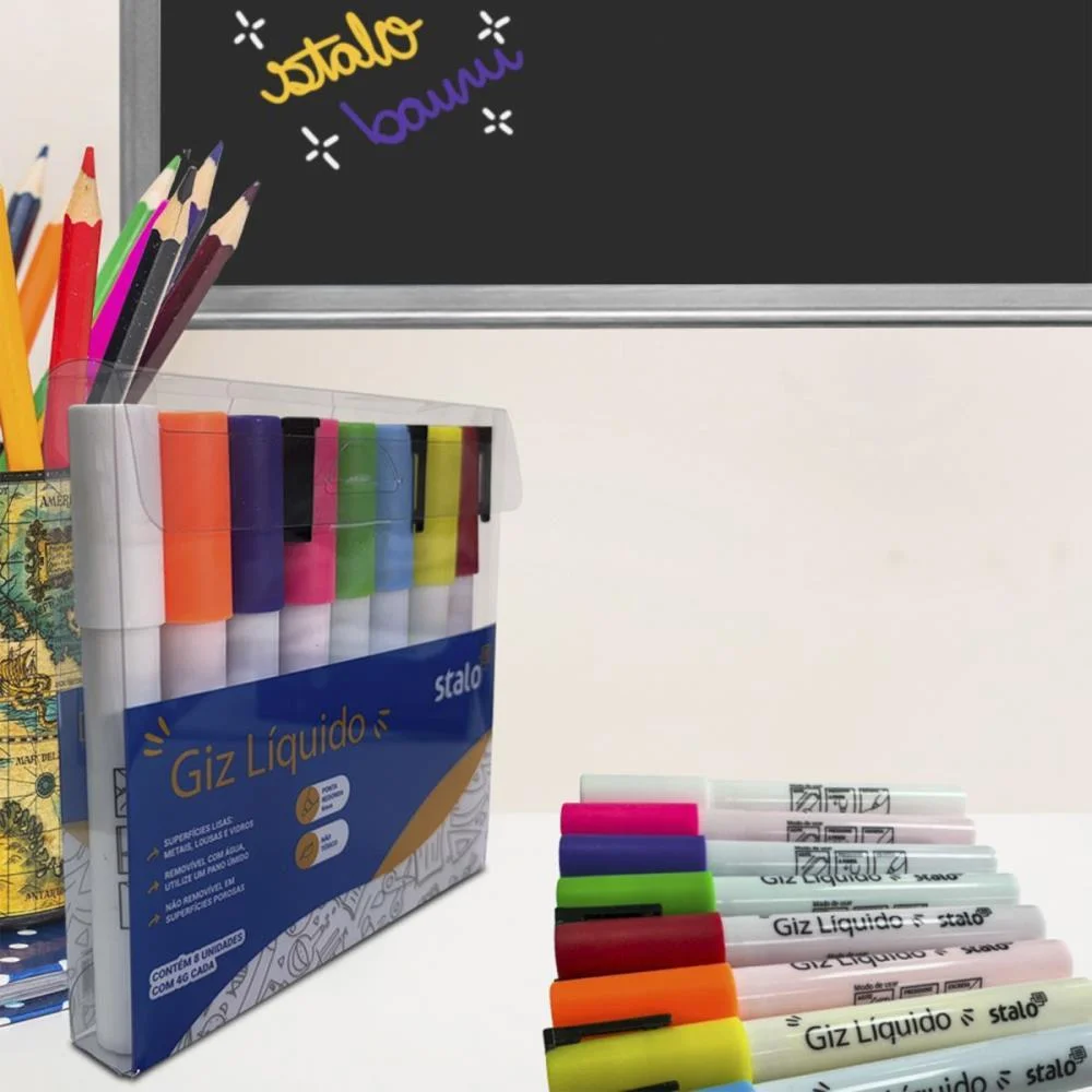 Giz Liquido Chalk Marker 8 Cores Stalo (Estojo) - imagem 6