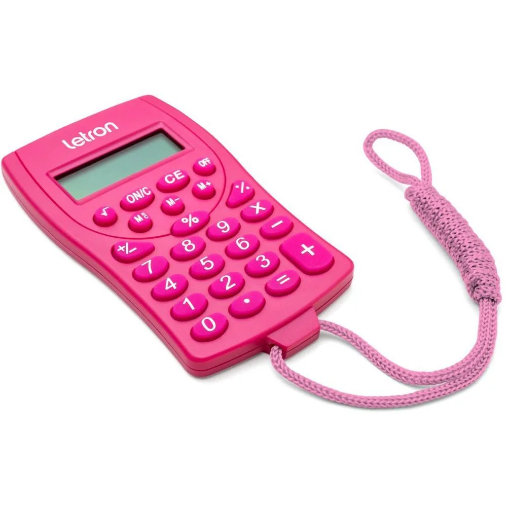Calculadora De Bolso 8 Dig. Rosa C/Cordao E Bateria Leonora - imagem 4