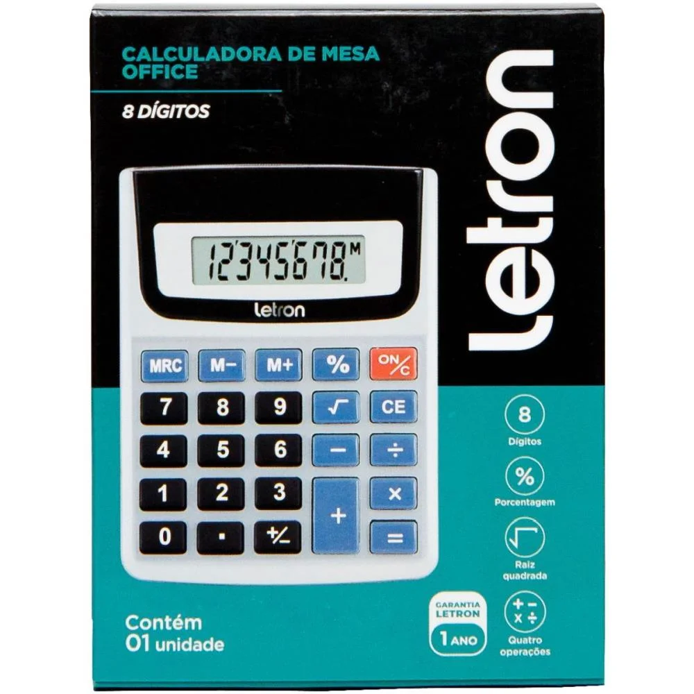 Calculadora De Mesa 8 Dig. Prata Office C/Bateria Leonora - imagem 5