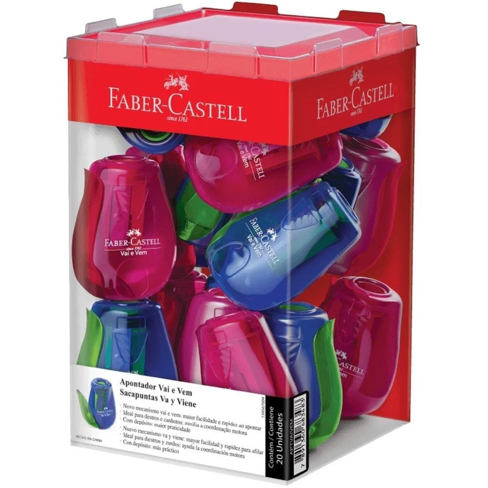 Apontador Com Deposito Vai E Vem 2 Cores Faber-Castell C/ 20 Unidades - imagem 3