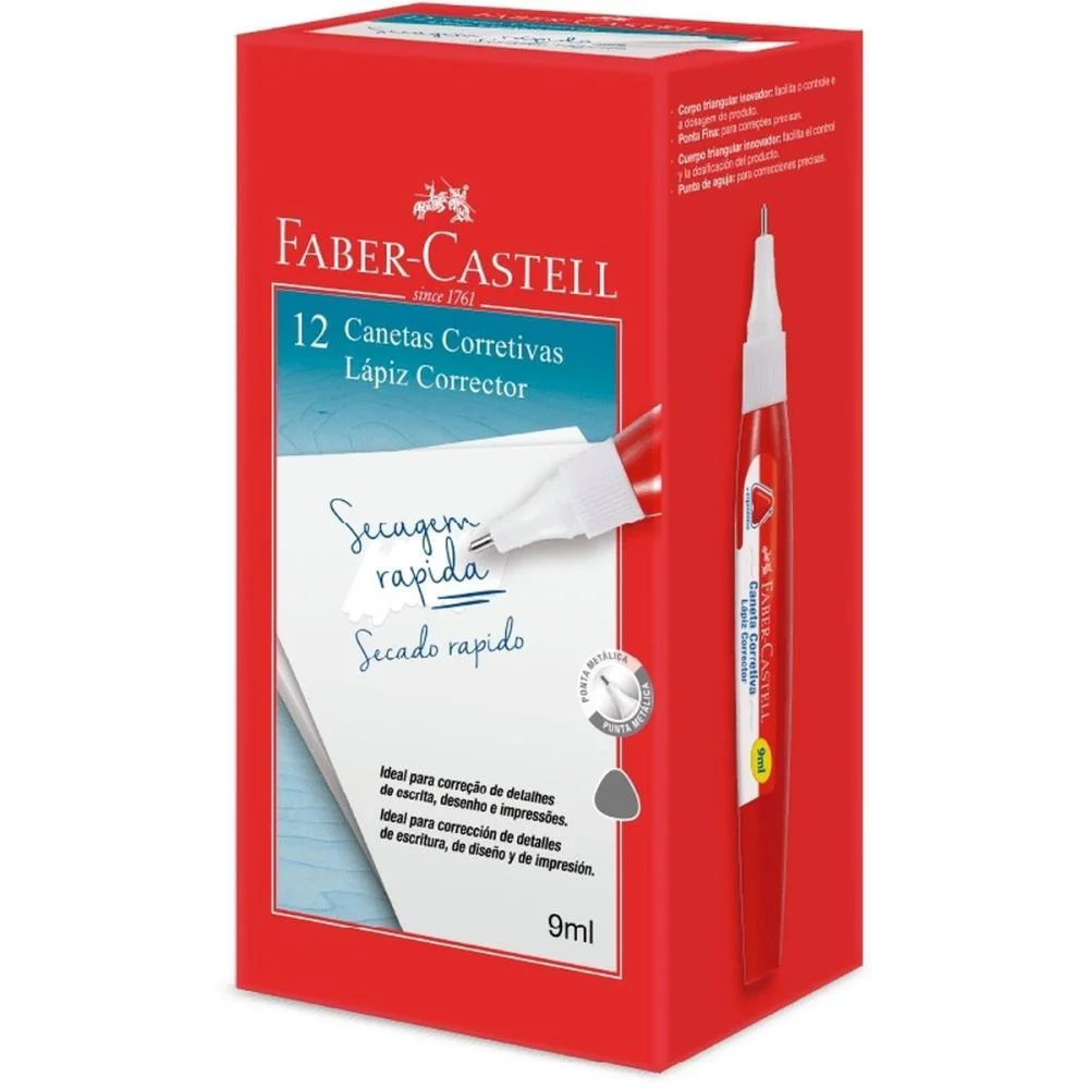 Caneta Corretiva 9Ml Ponta Metalica Faber-Castell C/ 12 Unidades - imagem 2