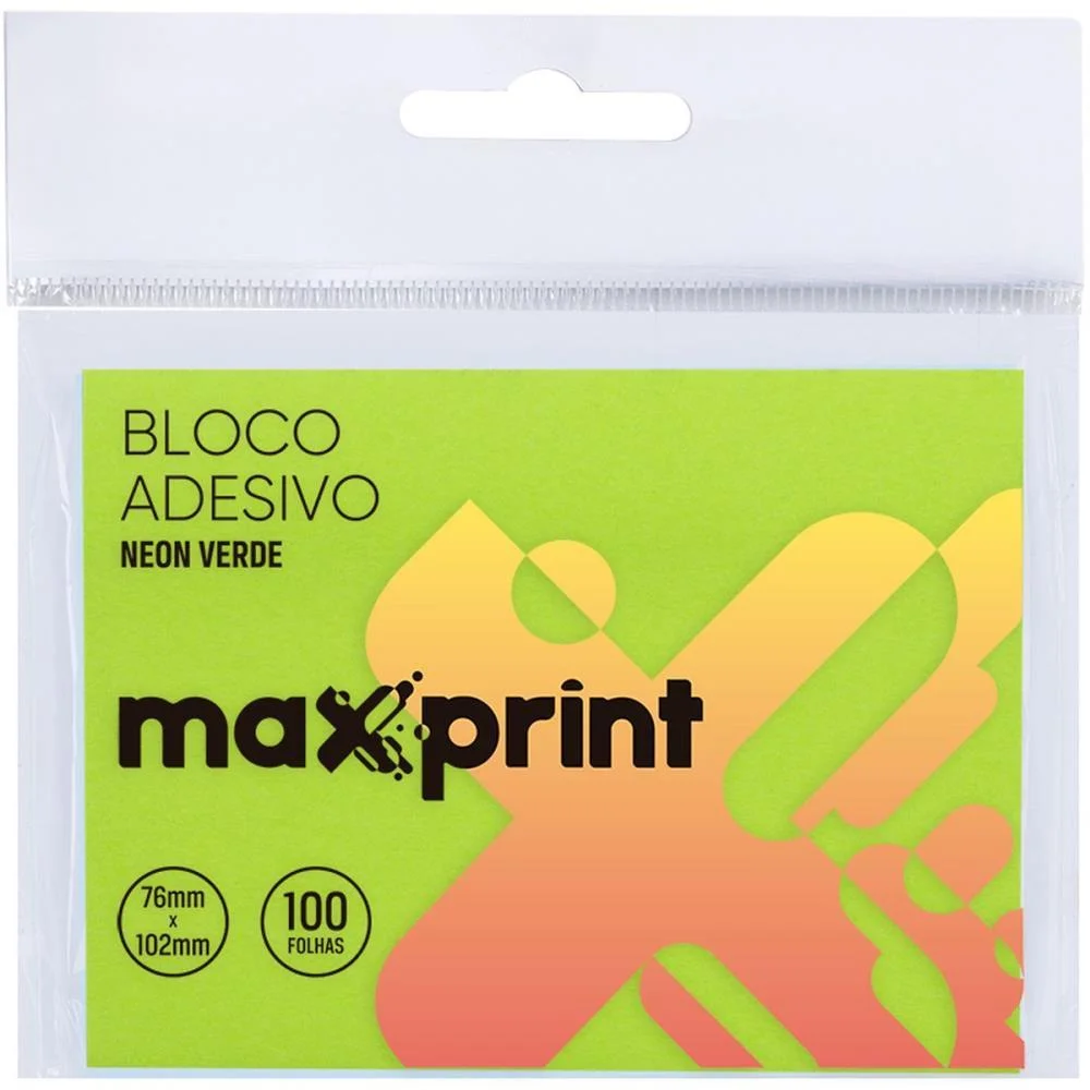 Bloco De Recado Autoadesivo 76X102Mm Verde Neon 100Fls Maxprint - imagem 3