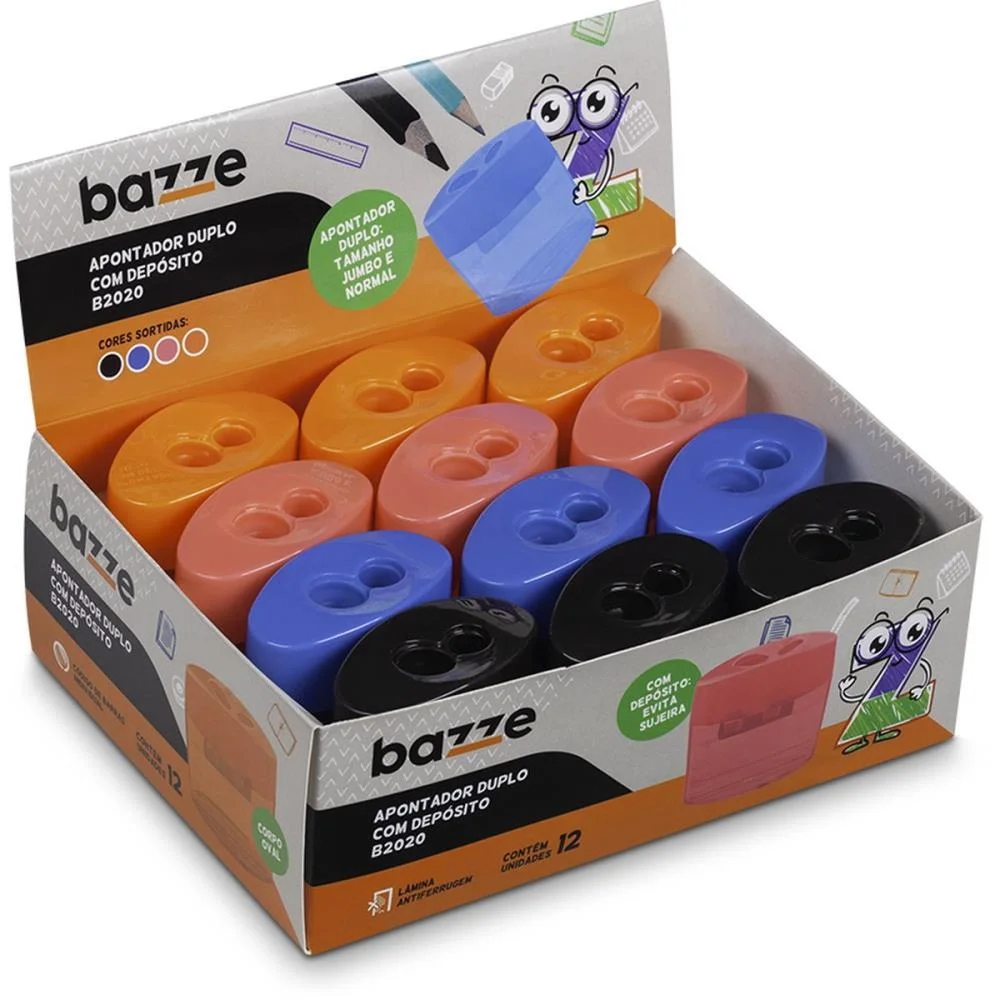 Apontador Com Deposito 2 Furos Bazze B2020 Duplo Oval (S) Summit (Cx.c/12) - imagem 3