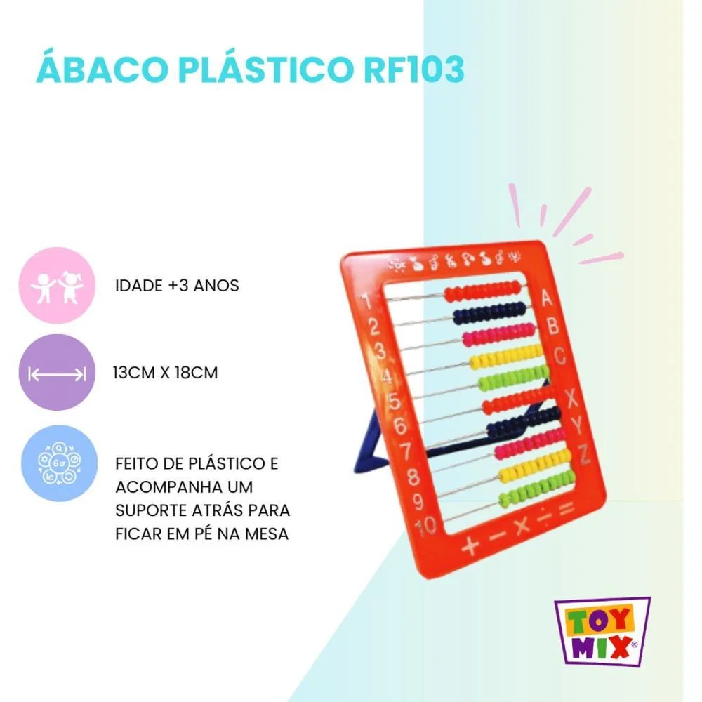 Contador Abaco Plastico Rf103 18X13Cm (S) Toy Mix - imagem 4