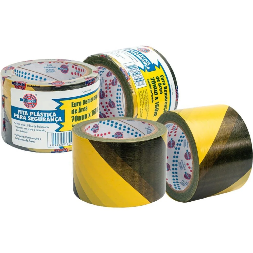 Fita Para Demarcacao De Area Zebrada 70Mmx160M Eurocel - imagem 4