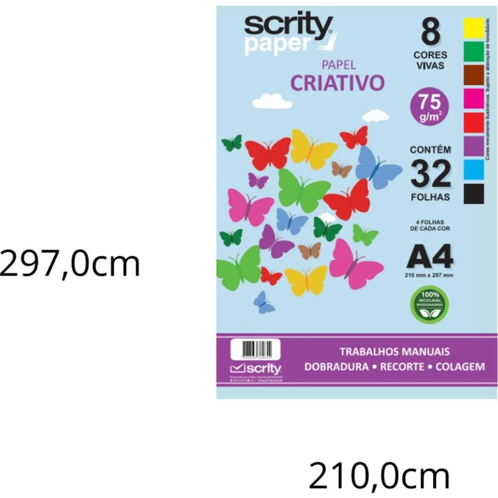 Bloco Para Educacao Artistica Criativo 8Cor. A4 80G. 32Fls. Scrity (Pacote) - imagem 3