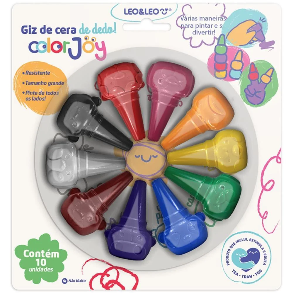 Giz De Cera Curto Encaixa No Dedo Color Joy Leonora (Bl.c/10) - imagem 4