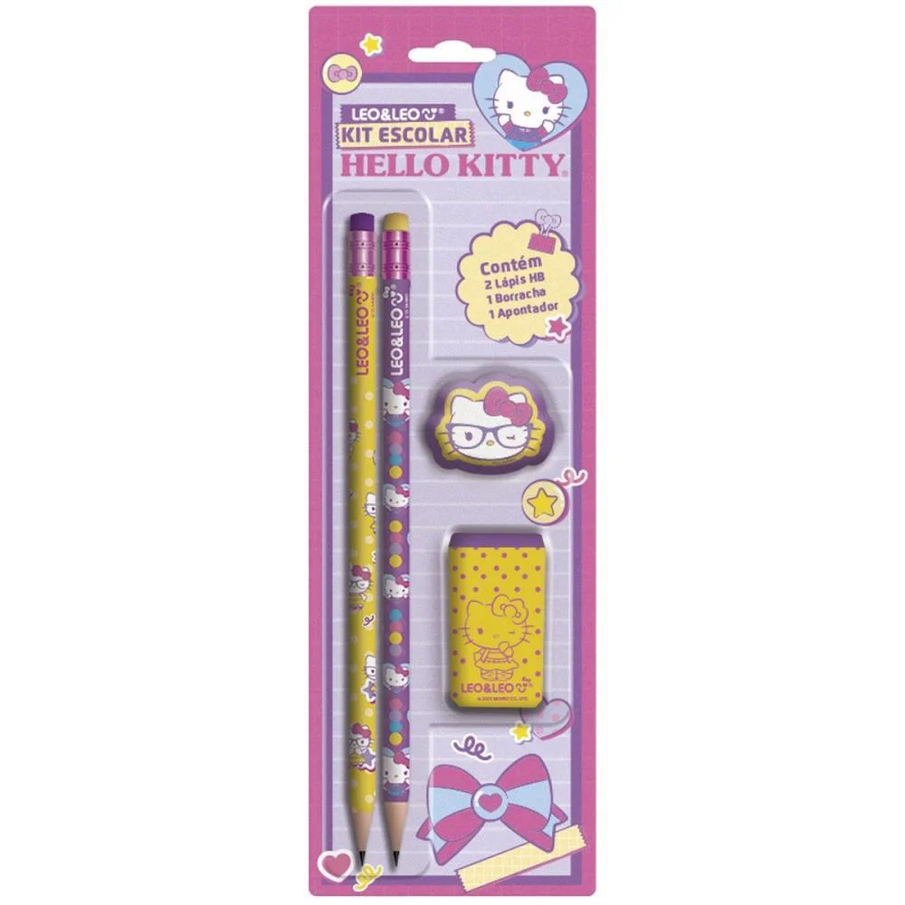 Kit Escolar Hello Kitty Hb C/04 Pecas Leonora (Blister) - imagem 2