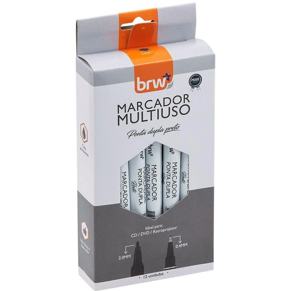 Caneta Para Cd 2.0Mm Retro Ponta Dupla 2.0/0.4Mm Pt Brw (Cx.c/12) - imagem 3