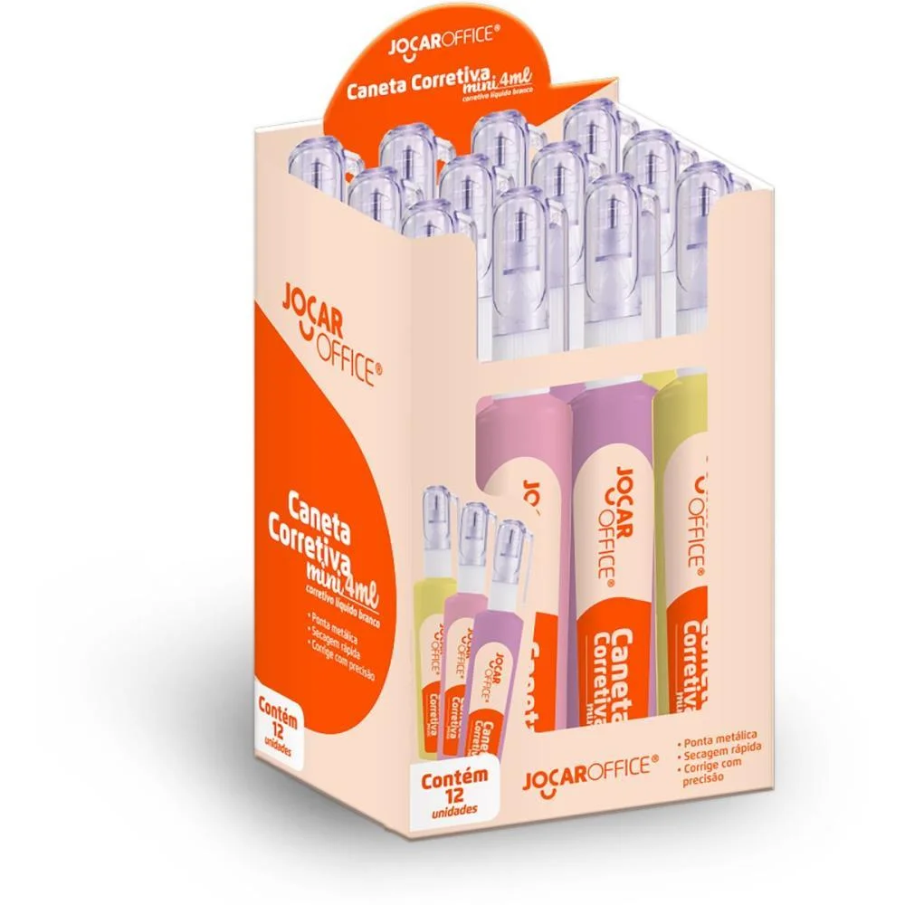 Caneta Corretiva Jocar Office 4Ml Corpo Colorid Leonora C/ 12 Unidades - imagem 3