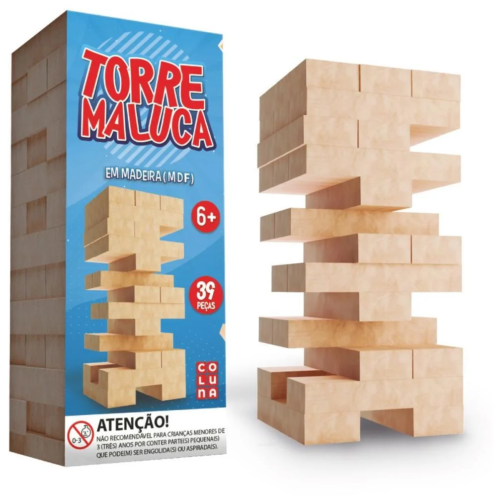 Jogo Diverso Torre Maluca 39Pcas Madeira Coluna - imagem 3