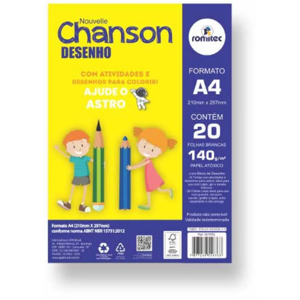 Bloco Para Educacao Artistica Desenho A4 140G C/Livro 20Fls Romitec - imagem 3