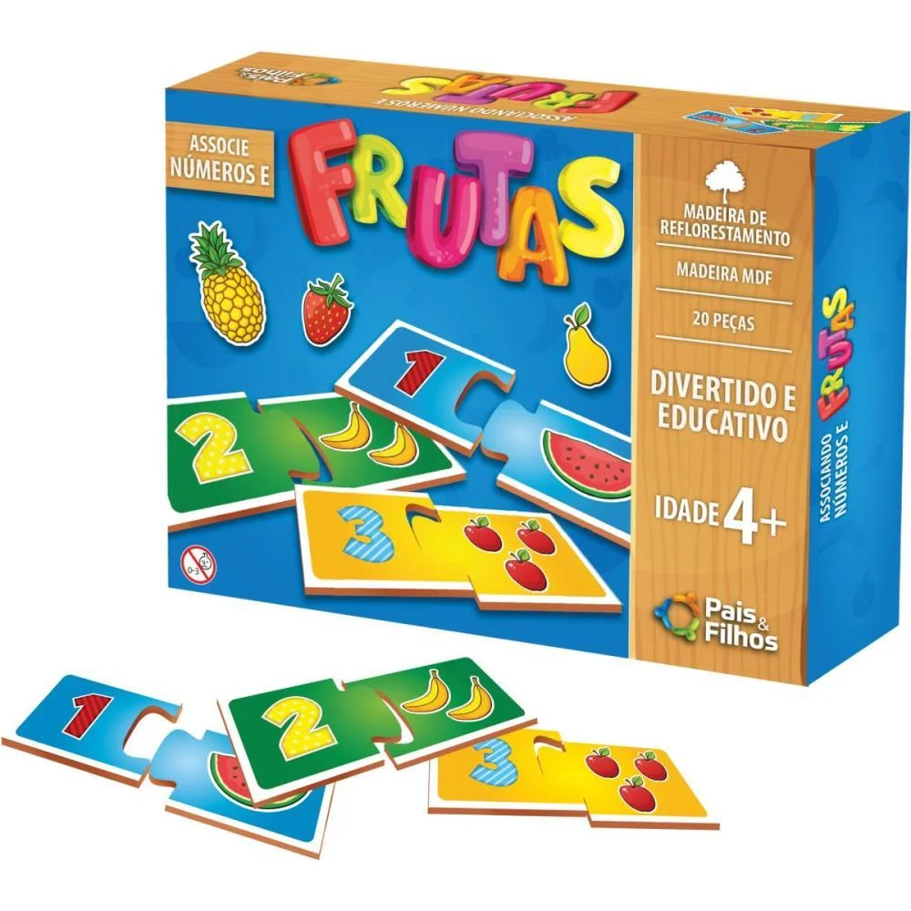 Brinquedo Pedagogico Madeira Associe Numeros E Frutas Pais E Filhos - imagem 4
