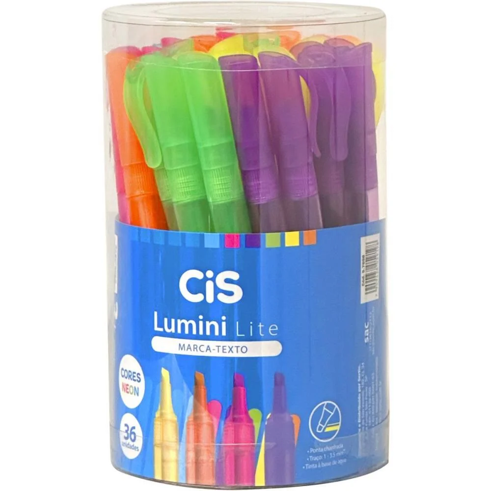 Caneta Marca Texto Cis Lumini Lite Cores Neon (S) Sertic (Pote-36) - imagem 3