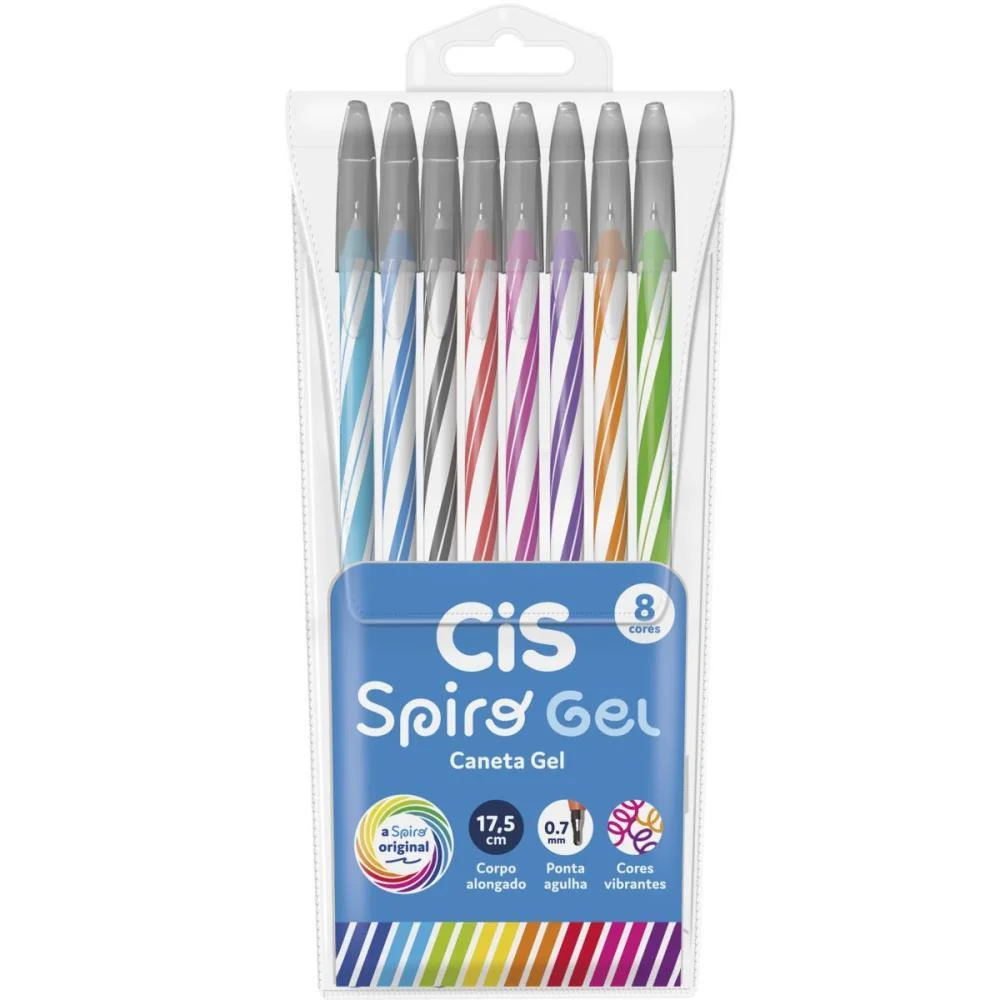 Caneta Gel Cis Spiro 0,7Mm 8 Cores Sertic (Estojo) - imagem 2