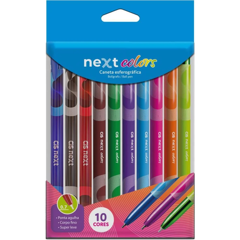Caneta Esferografica Cis Next 0.7Mm 10 Cores Sortid Sertic (Estojo) - imagem 3