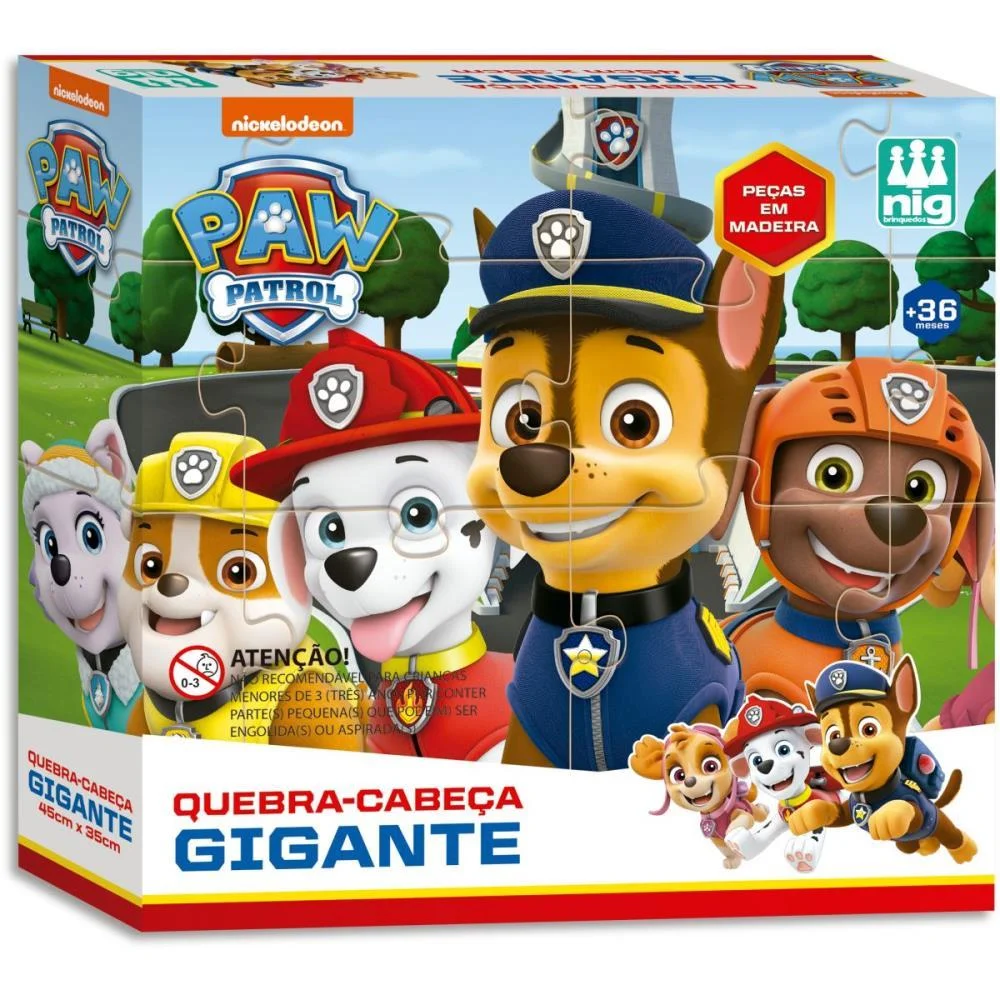 Quebra-Cabeca Madeira Patrulha Canina Gigante 16Pcs Nig Brinquedos - imagem 3