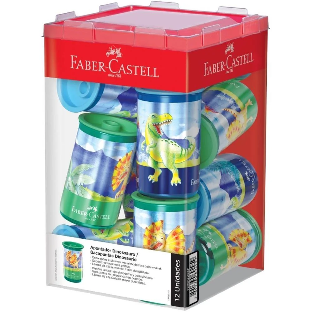 Apontador Com Deposito Dinossauro 2 Modelos Faber-Castell C/ 12 Unidades - imagem 2