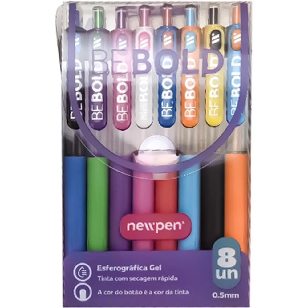 Caneta Esferografica Be Bold Max 0.5Mm Gel 8 Cores Newpen (Estojo) - imagem 3