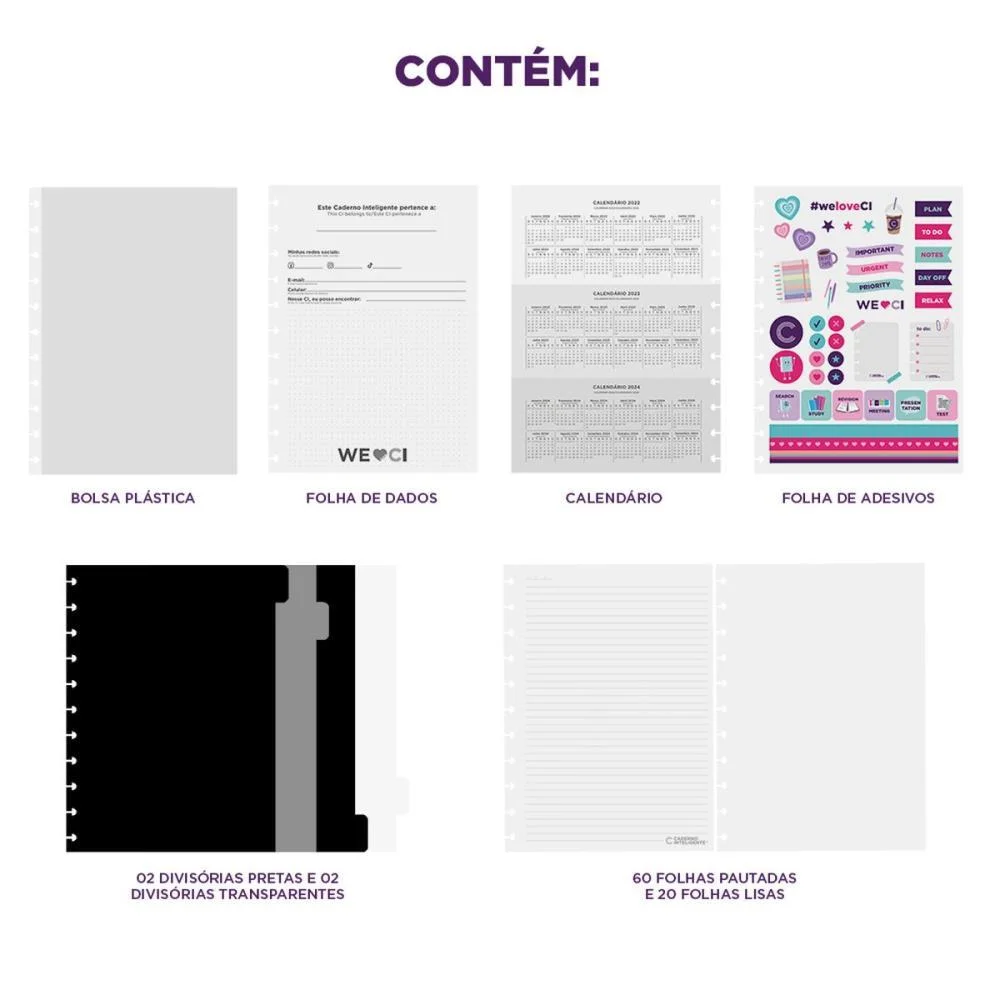 Caderno Inteligente Grande Turquoise Love 80Fls 215X280Mm Caderno Inteligente - imagem 4