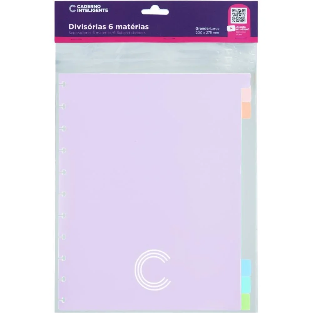 Caderno Inteligente Divisorias Grande 6 Materias Colors Caderno Inteligente (Pacote) - imagem 5