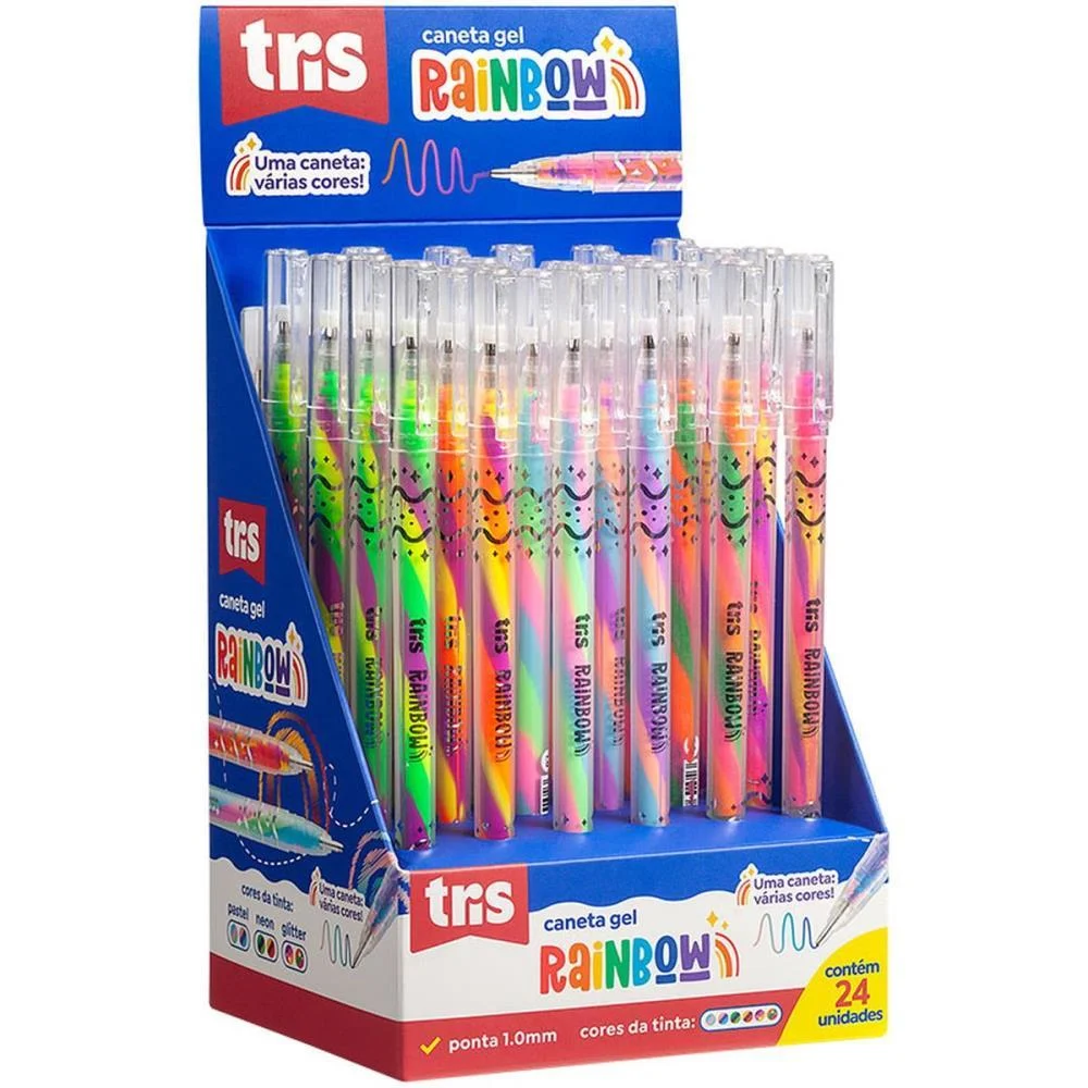 Caneta Gel Tris Rainbow Gliter/Pastel/Neo Summit C/ 24 Unidades - imagem 3