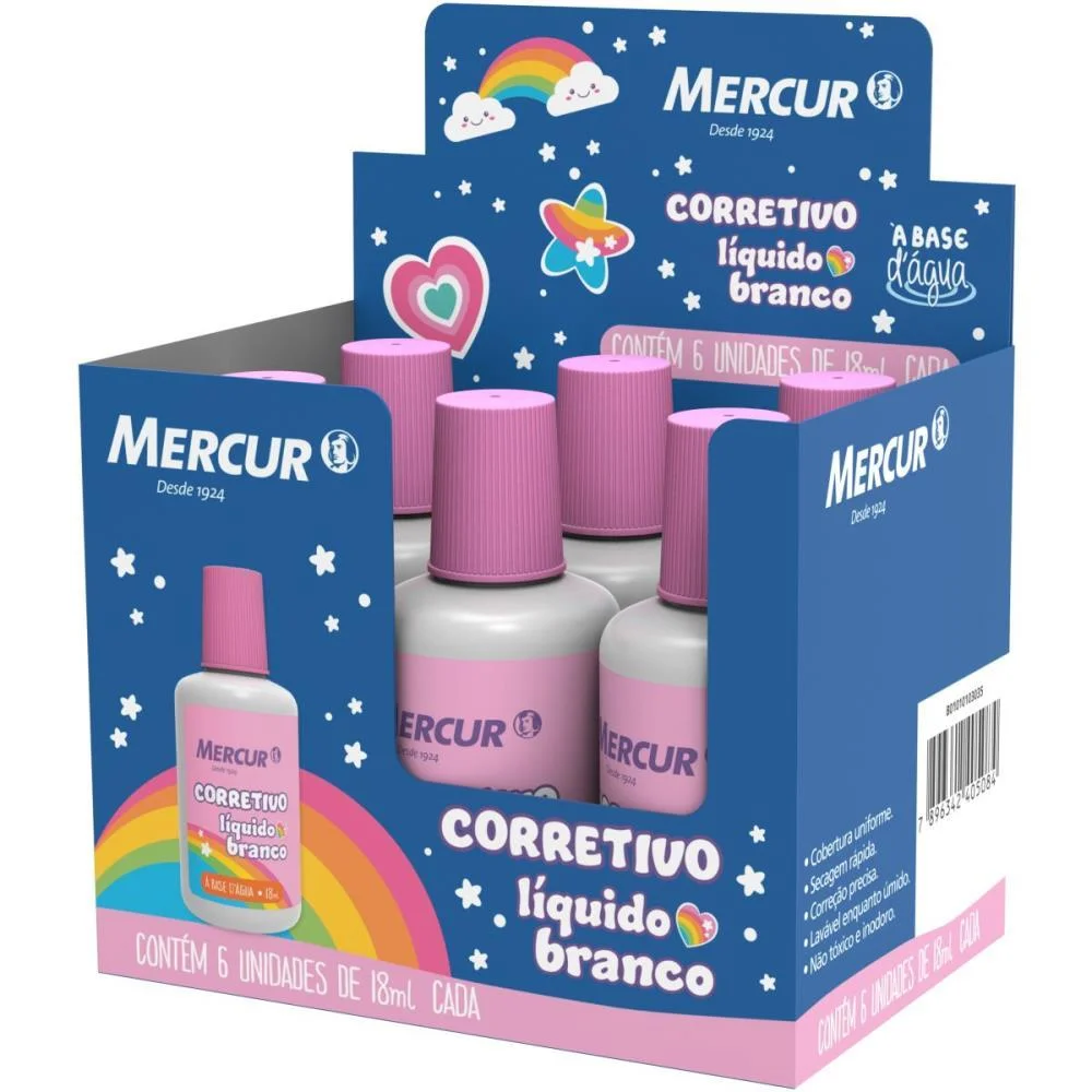 Corretivo 18Ml Branco Cores Magicas Mercur (Cx.c/06) - imagem 2