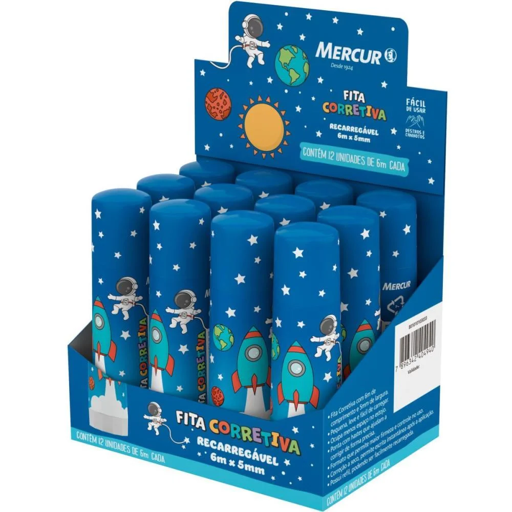 Corretivo Em Fita Recarreg. 5Mmx6M Sistema Solar Mercur (Cx.c/12) - imagem 3