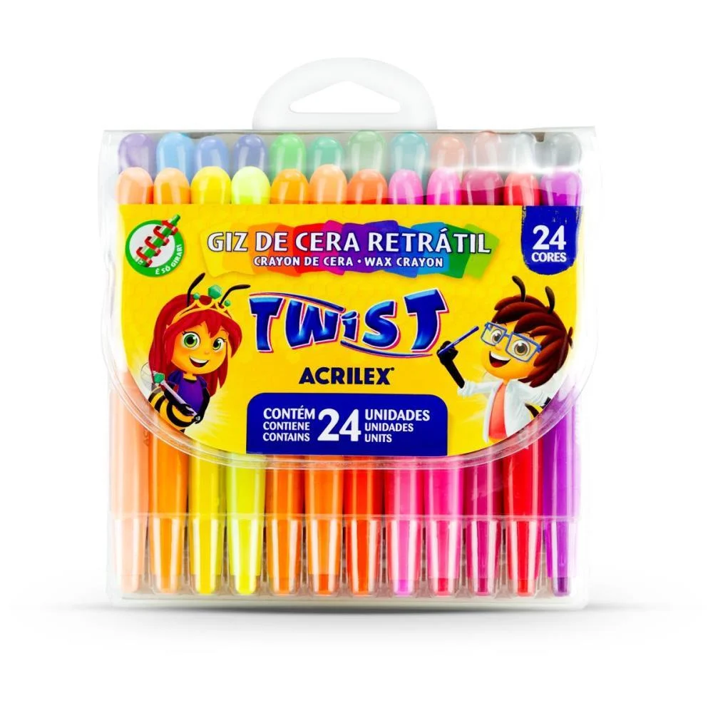 Giz De Cera Jumbo Retratil Twist 24 Cores Acrilex (Estojo) - imagem 3