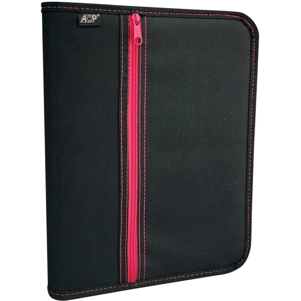 Fichario Com Ziper Nylon Preto C/Bolso Na Capa Acp - imagem 3