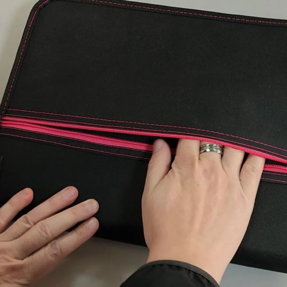 Fichario Com Ziper Nylon Preto C/Bolso Na Capa Acp - imagem 5