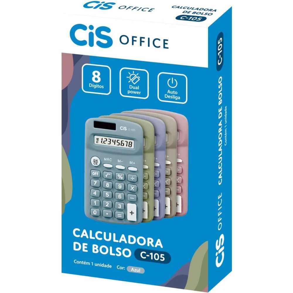Calculadora De Bolso 8 Dig. Mod C-105 Azul Sertic - imagem 3