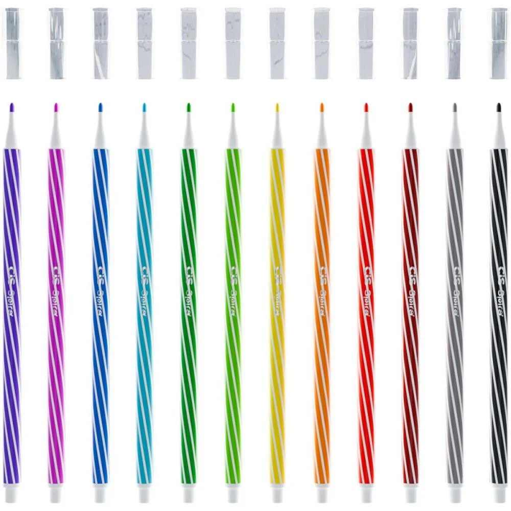 Caneta Hidrografica Cis Spiro 12 Cores Azul/Rosa Sertic C/ 6 Unidades - imagem 5