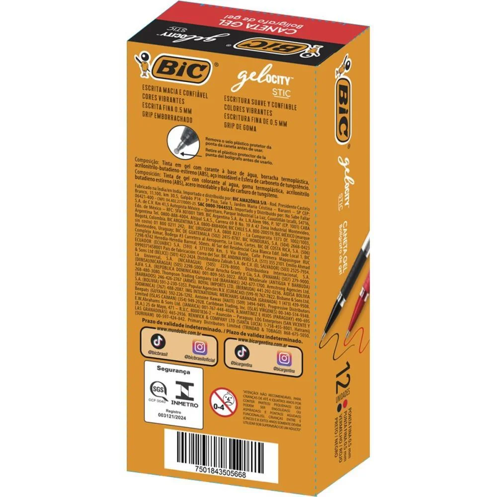 Caneta Gel Bic Gelocity Pt/Vm Bic (Cx.c/12) - imagem 5